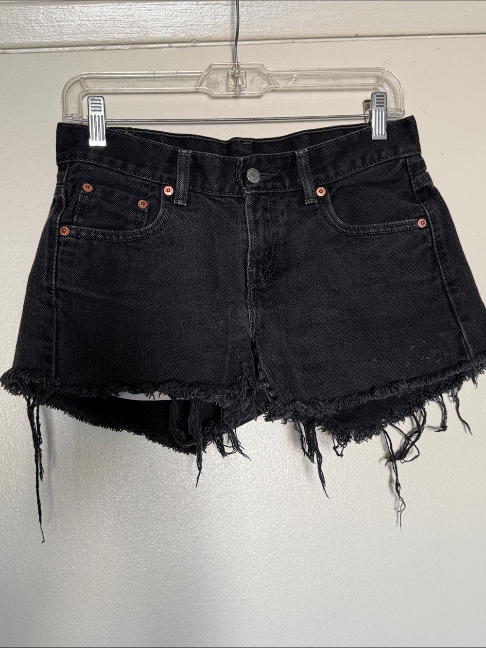 Levi's Women’s Black Distressed High-Rise Jean Shorts